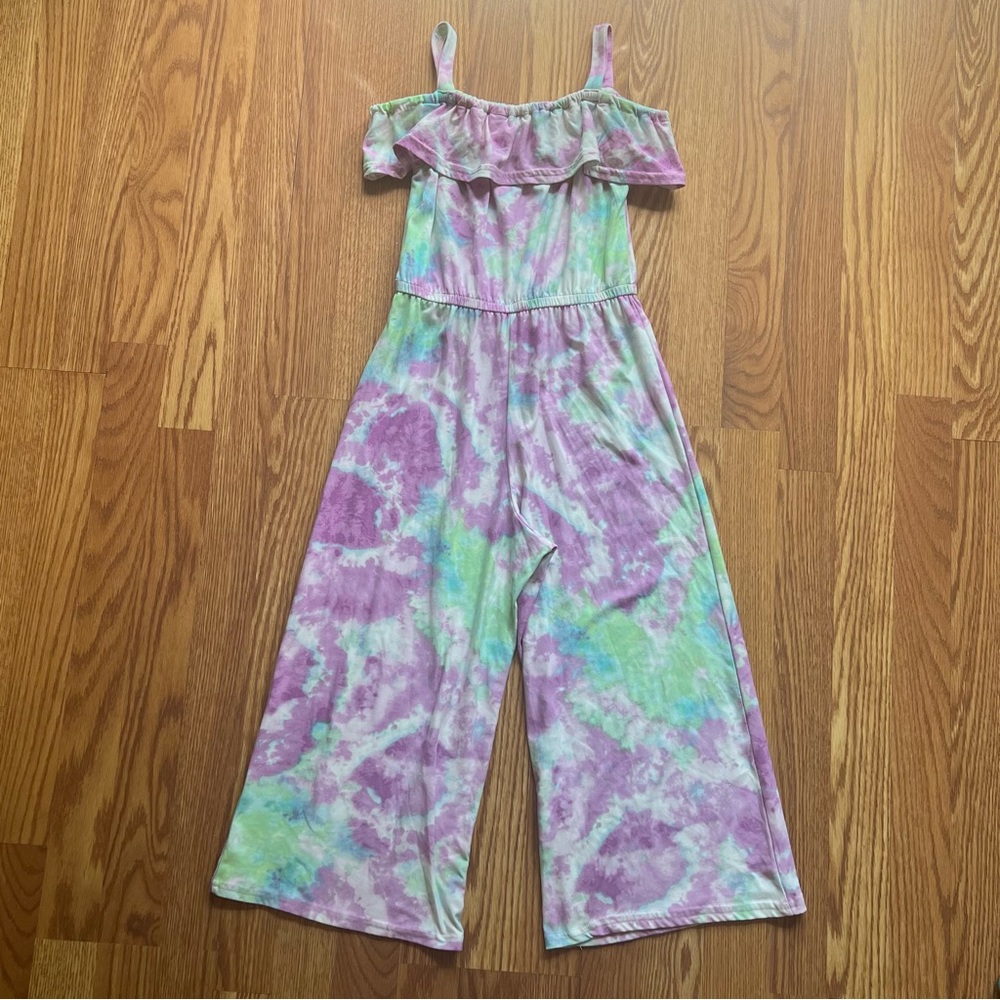 Girl’s Tie Dye Jumpsuit Romper Sleeveless Purple Green Blue Size:10-12 Girl